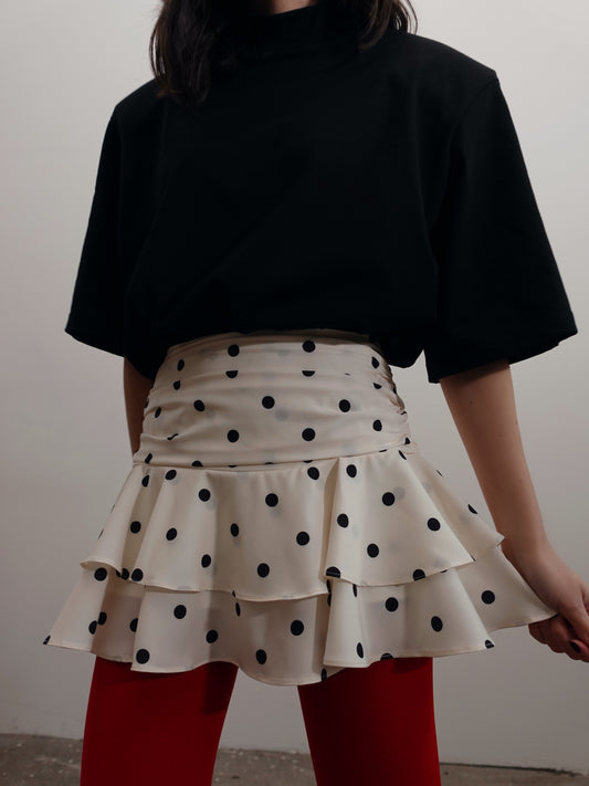 MINIGONNA A POIS CON VOLANT - PANNA 9825