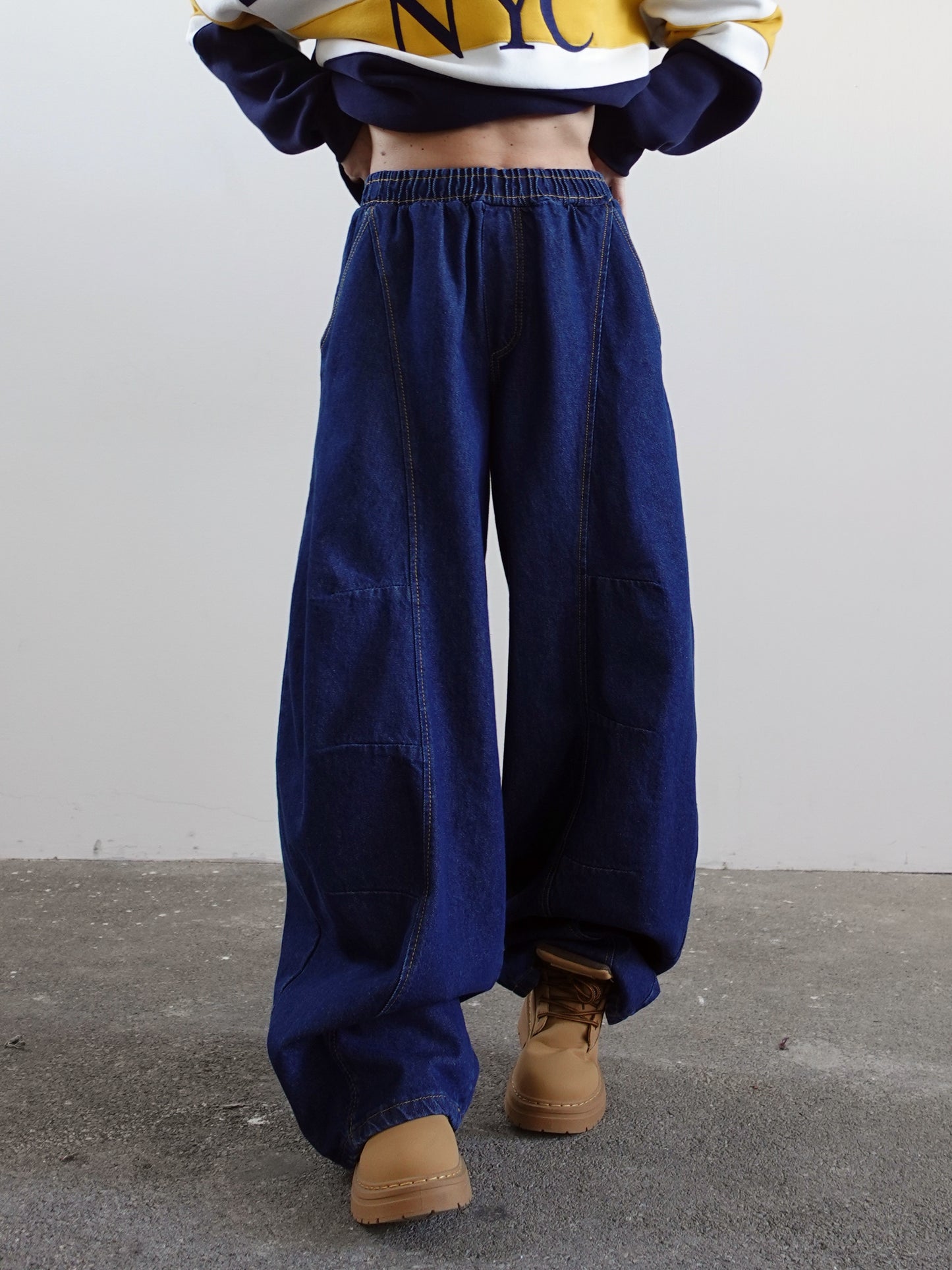 PANTALACCIO IN DENIM BALLOON FIT - BLUE JEANS 0200