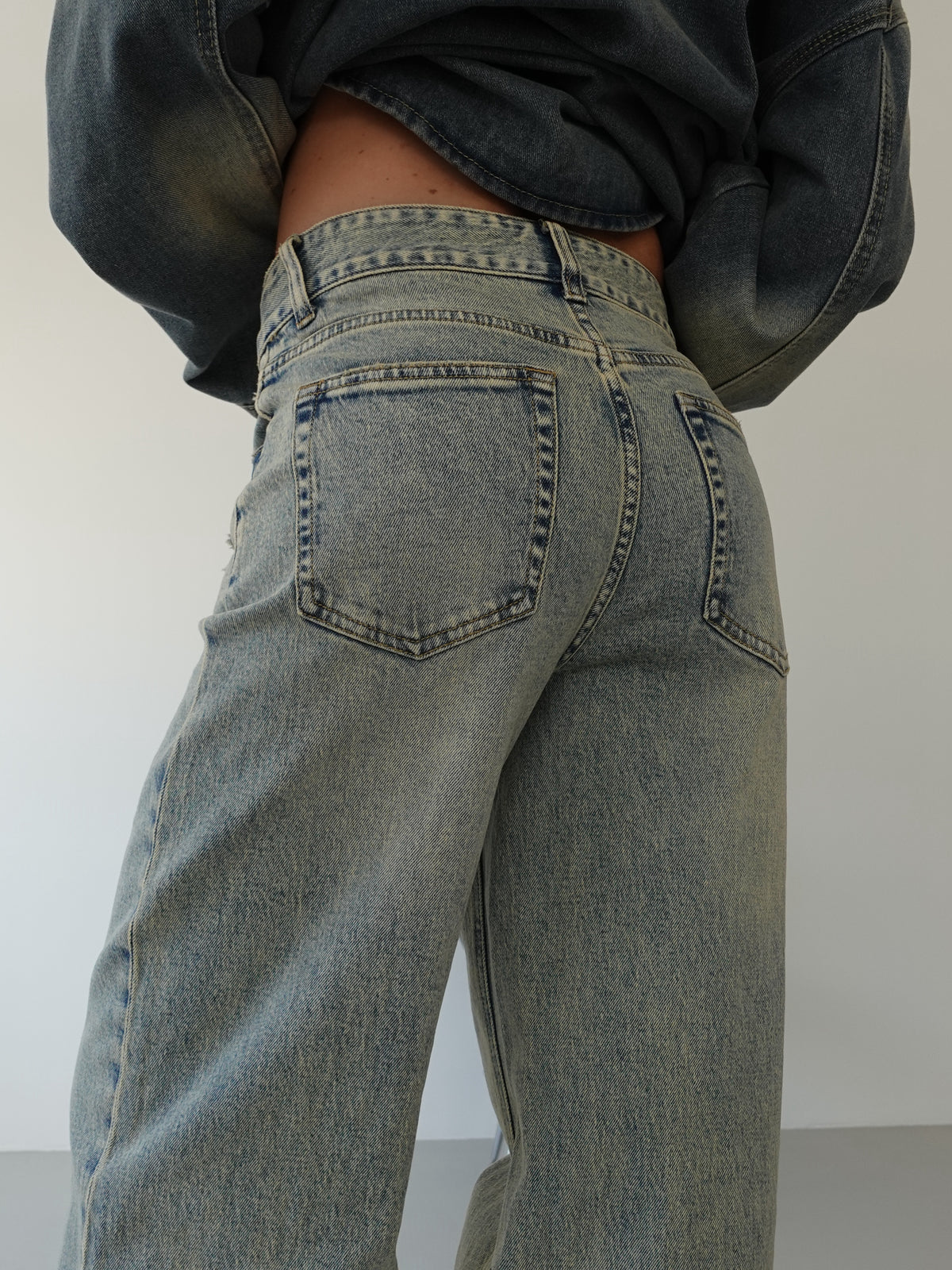 JEANS SABBIATO WIDE LEG - LAVAGGIO CHIARO 8000-30
