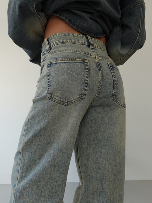 JEANS SABBIATO WIDE LEG - LAVAGGIO CHIARO 8000-30