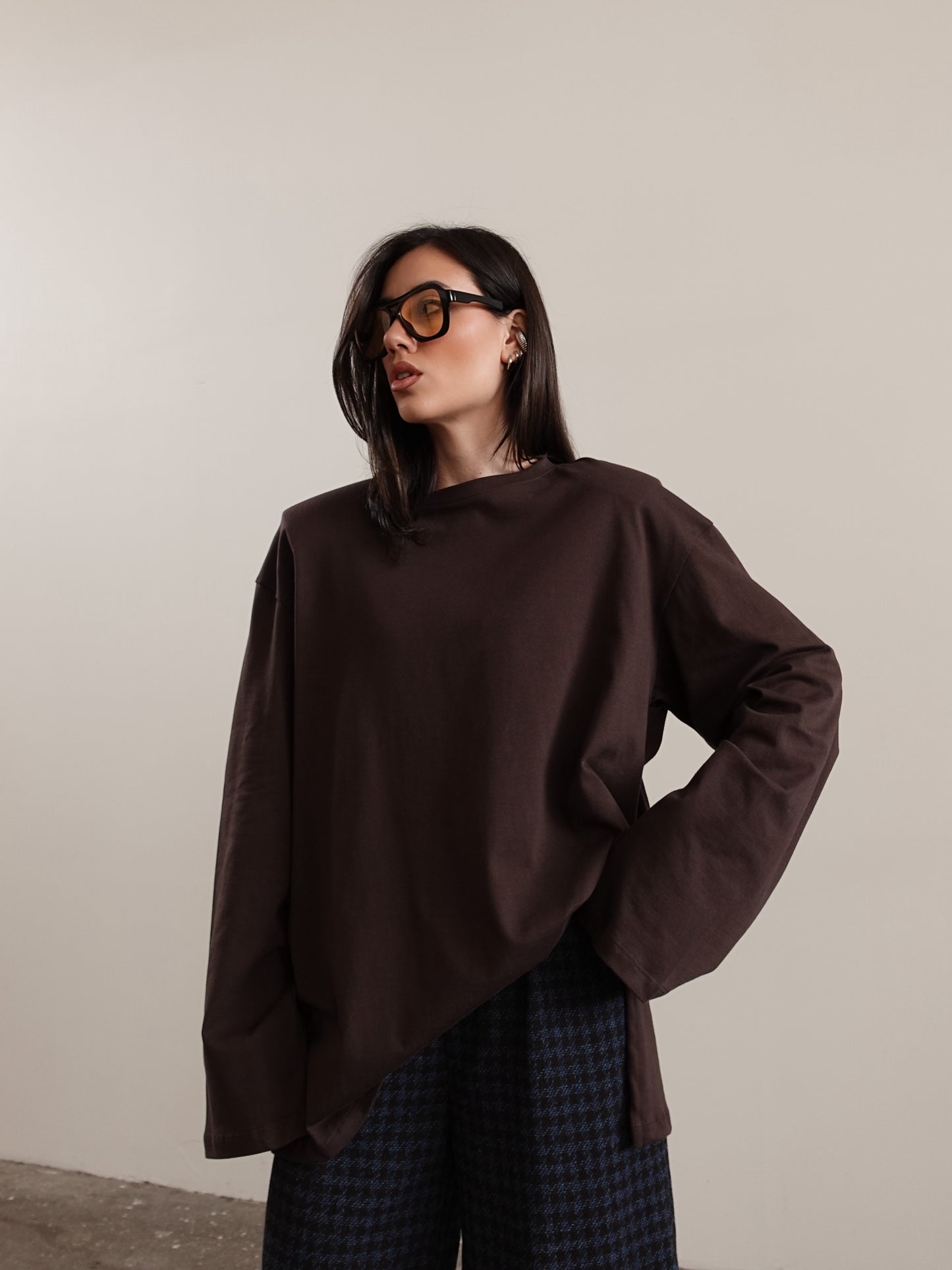 LONG SLEEVE CON SPALLINE - MARRONE