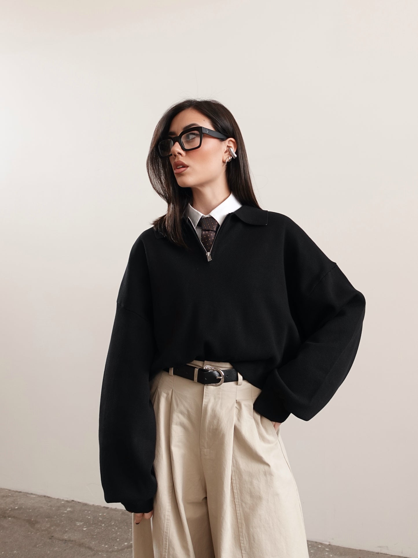 POLO CON ZIP - NERO 43037