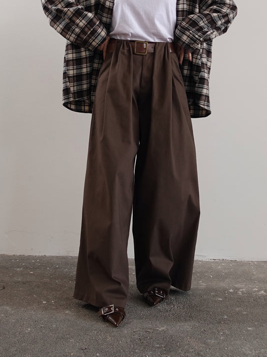 PANTALONI A PALAZZO BROOKLYN CON CINTURA - MARRONE 2610
