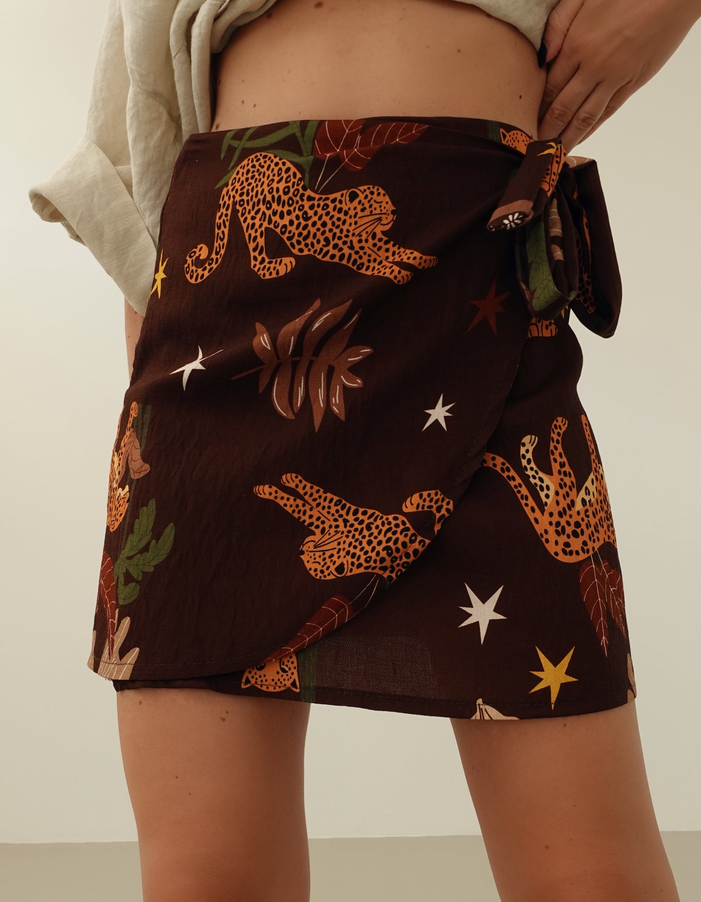 MINI GONNA PAREO JUNGLE - MARRONE 28748