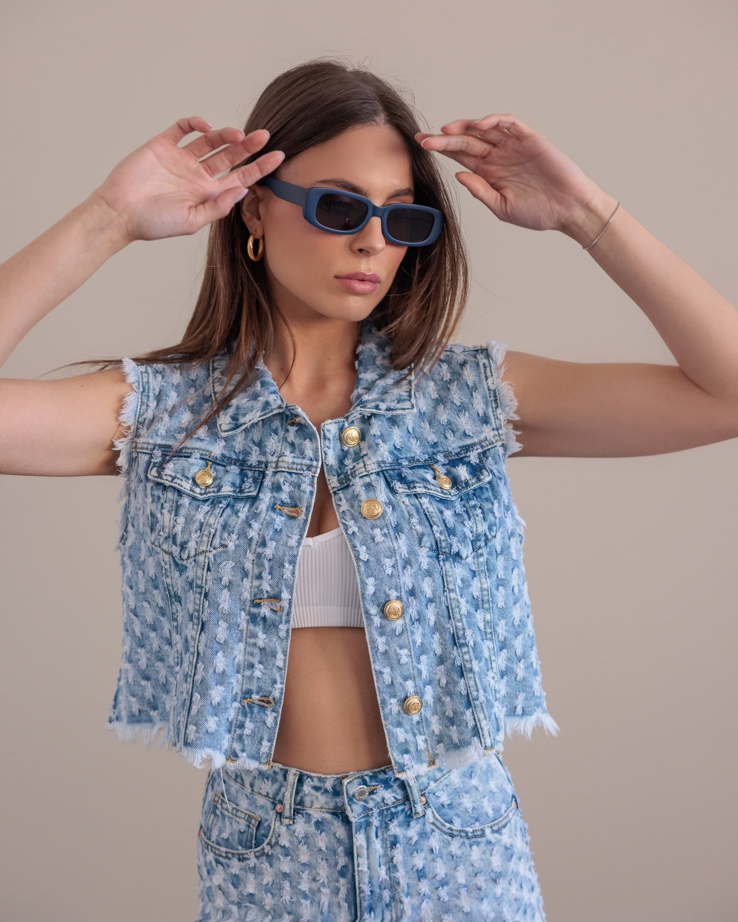 GILET KATY IN DENIM - 1907