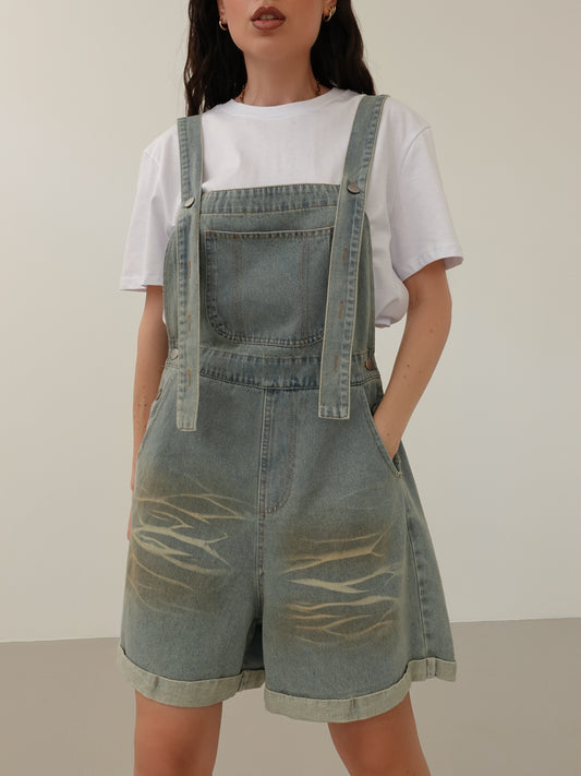 SALOPETTE IN DENIM SABBIATO - LAVAGGIO CHIARO 2717