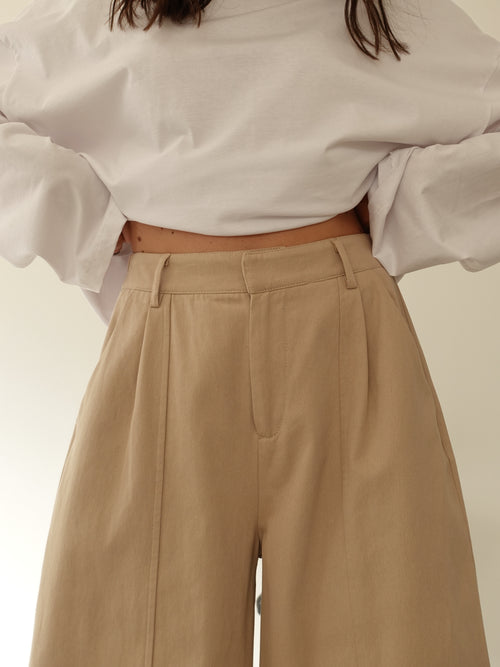 PANTALONI BALLOON 100% COTONE - BEIGE 9134