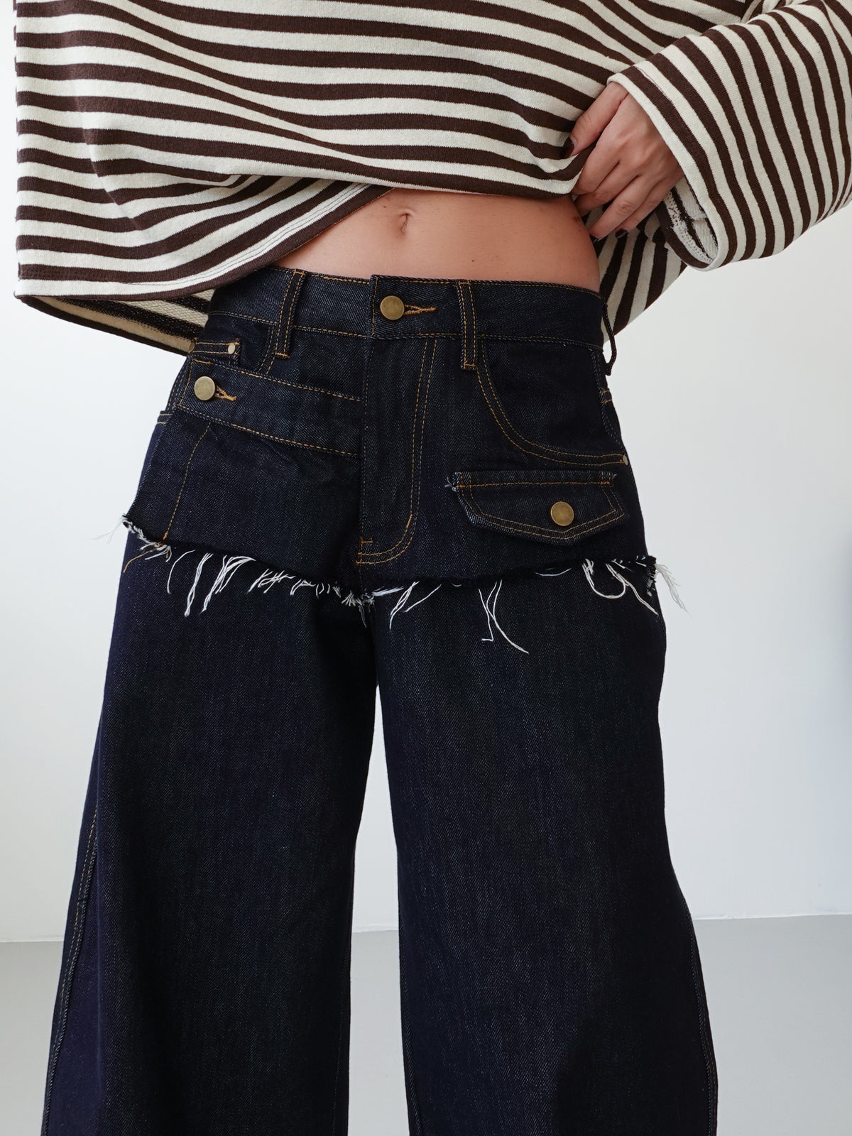 JEANS BAGGY BALLOON DOUBLE WAIST - BLU SCURO 22520