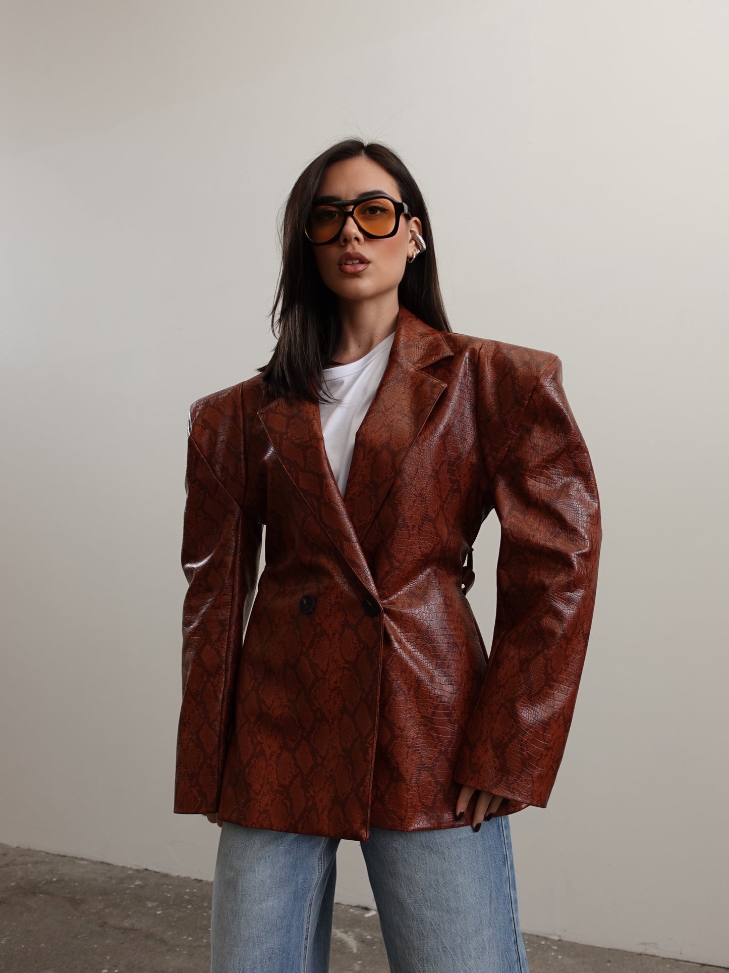 BLAZER PYTHON IN ECOPELLE - CUOIO C26