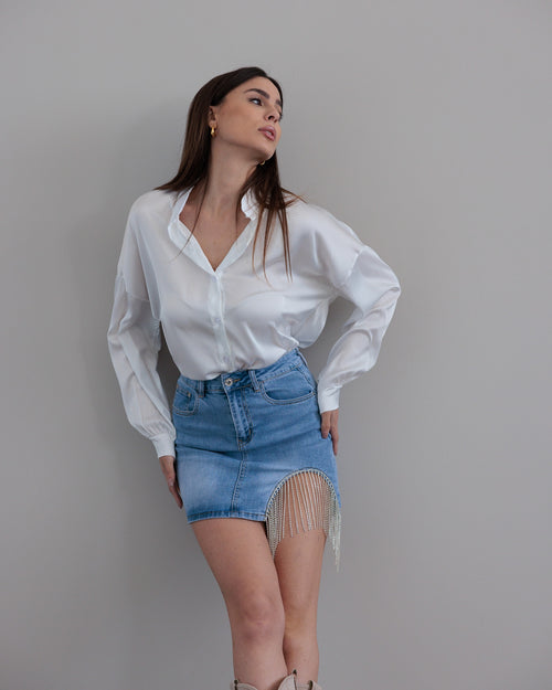 GONNA IN DENIM CON DETTAGLIO STRASS - 3140