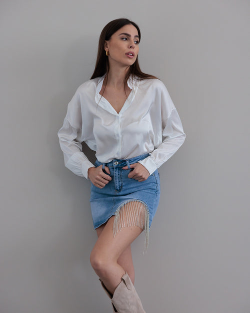 GONNA IN DENIM CON DETTAGLIO STRASS - 3140