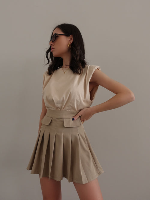 GONNA PLISSETTATA CON SHORTS INTERNI - SABBIA 22958