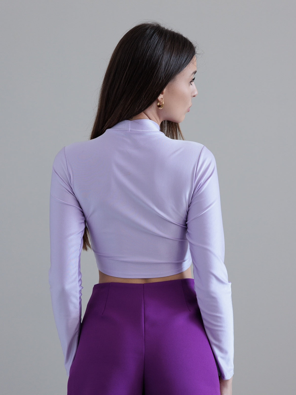 MAGLIA SATIN ELASTICIZZATA CON LACCI - LILLA 11497