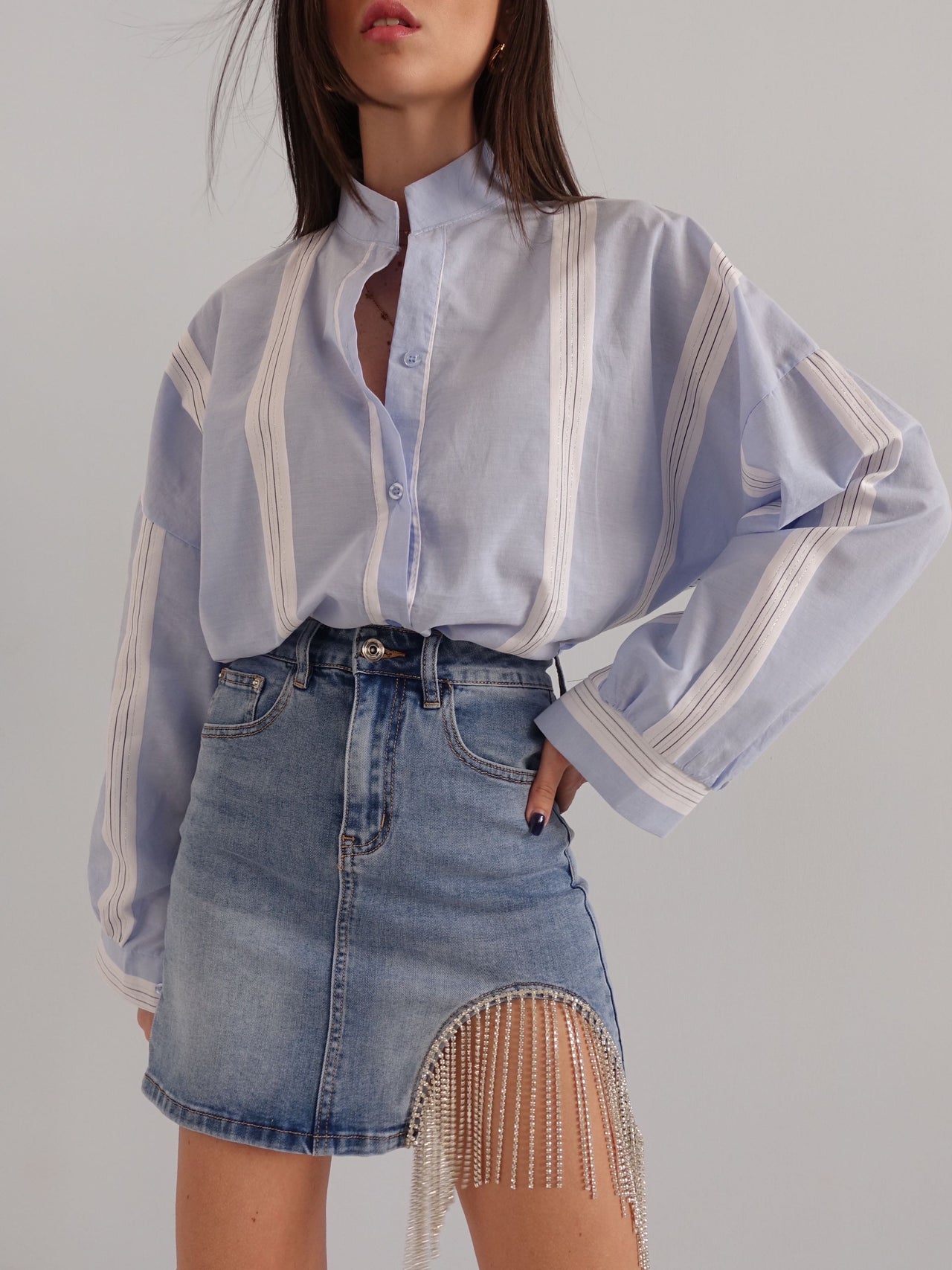 GONNA IN DENIM CON DETTAGLIO STRASS - 3140