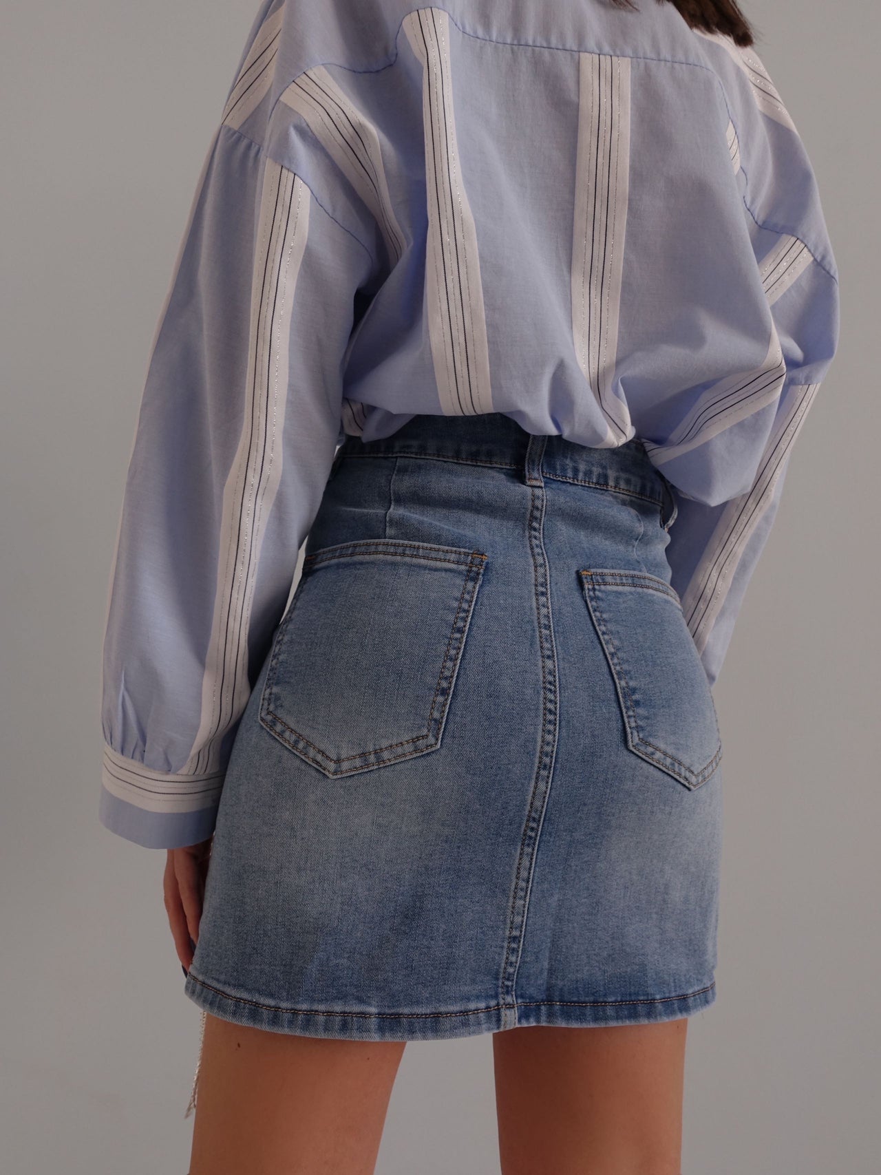 GONNA IN DENIM CON DETTAGLIO STRASS - 3140