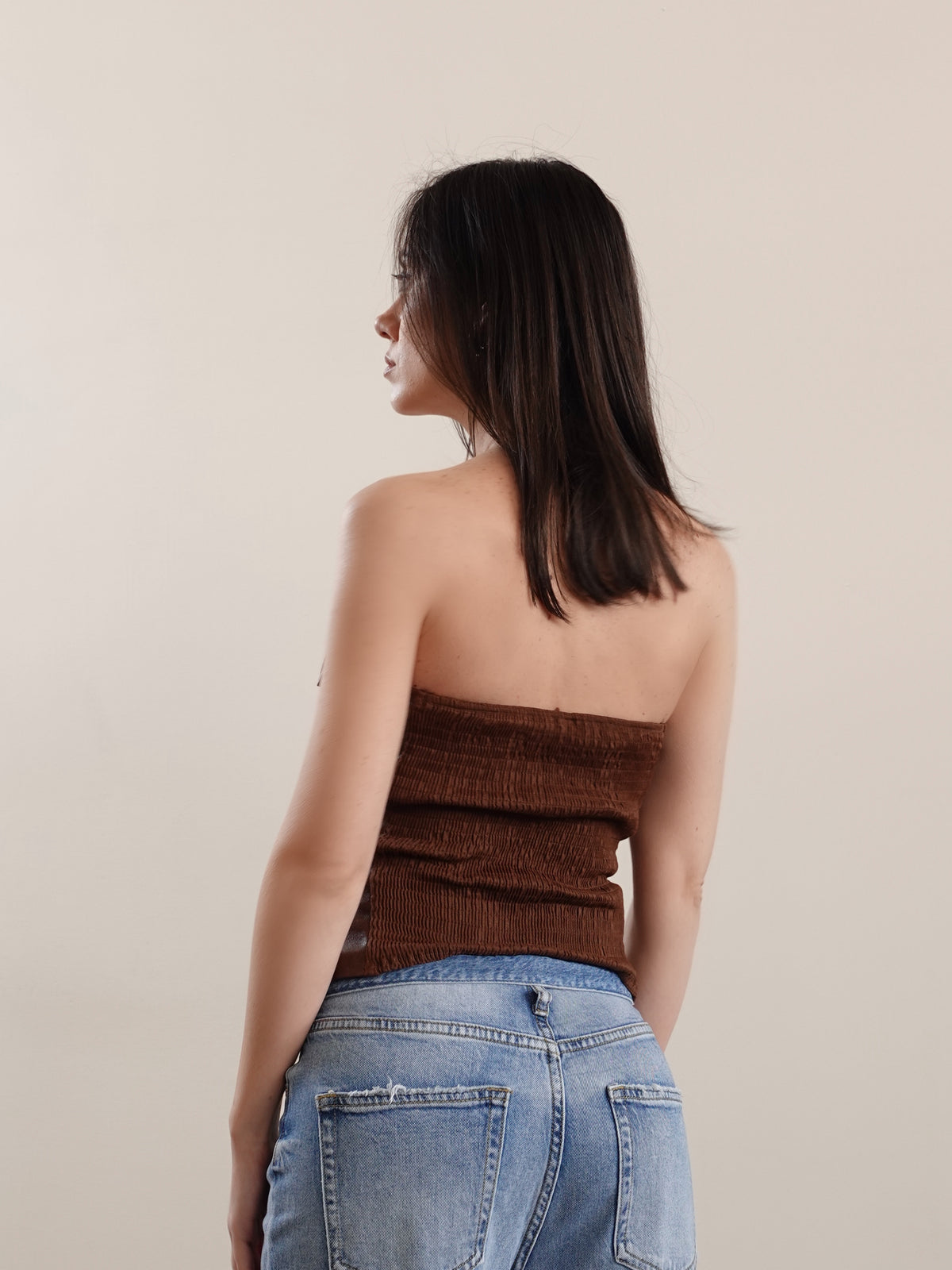 CORPETTO IN ECOPELLE CON LACCETTI - MARRONE 39722