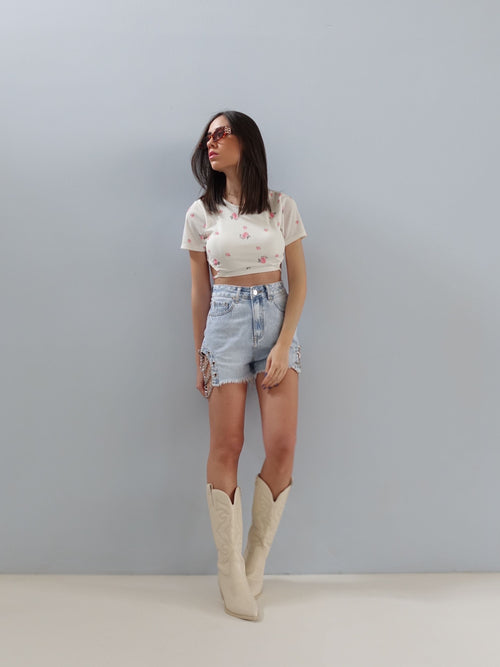 SHORTS IN DENIM CON CATENINE - 2096