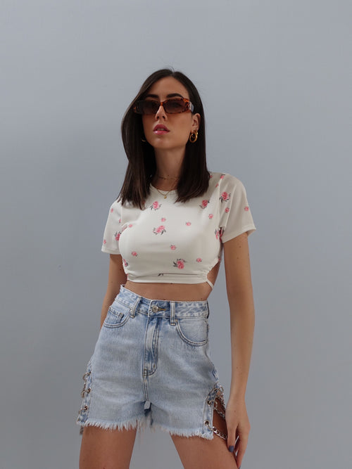 SHORTS IN DENIM CON CATENINE - 2096