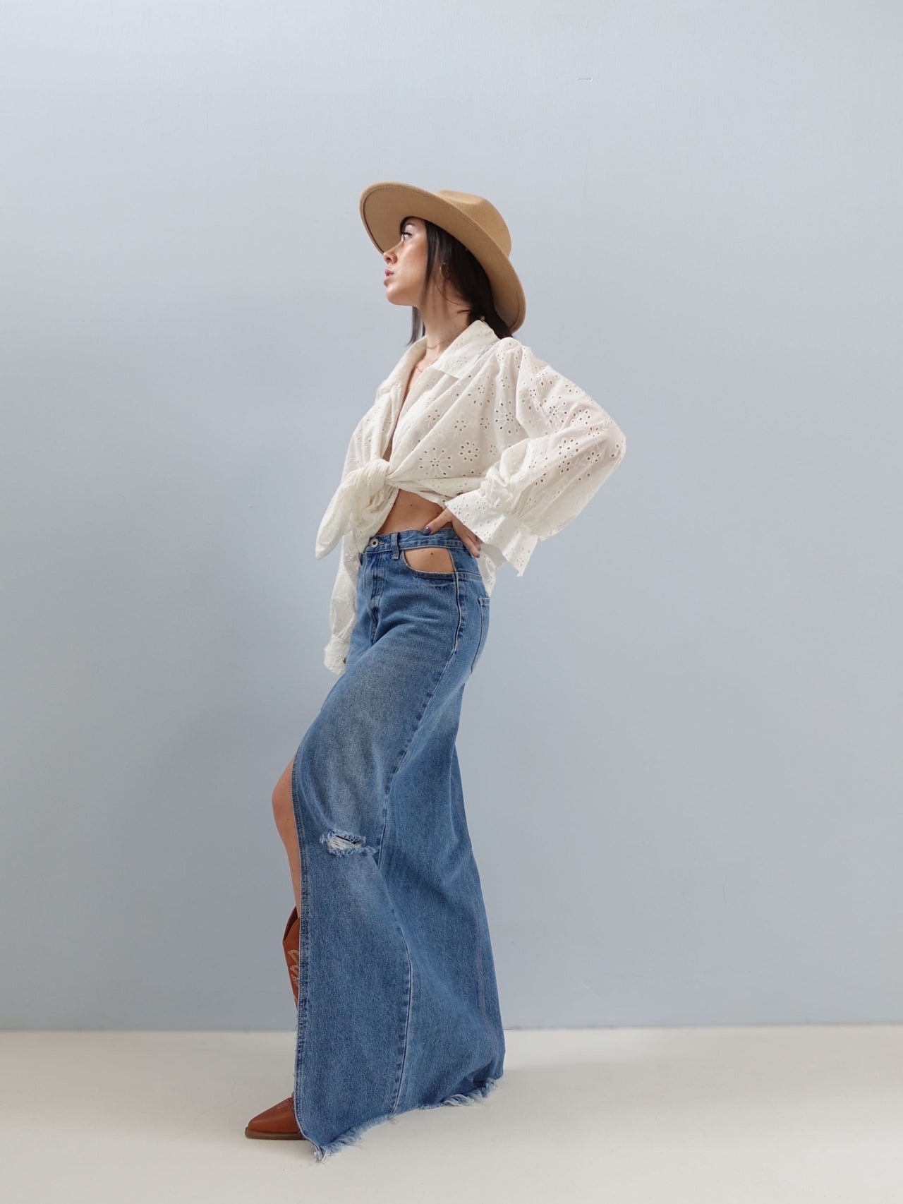 GONNA IN DENIM CON TAGLI IN VITA - 3D/1287