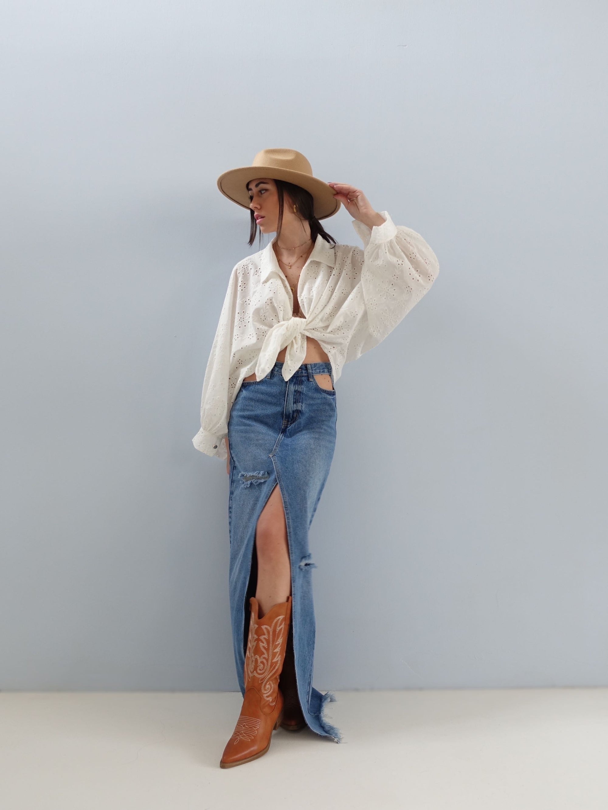 GONNA IN DENIM CON TAGLI IN VITA - 3D/1287