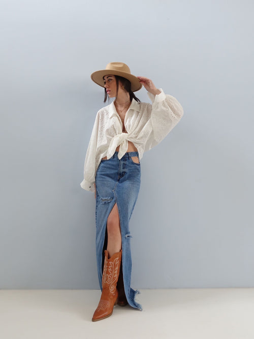 GONNA IN DENIM CON TAGLI IN VITA - 3D/1287