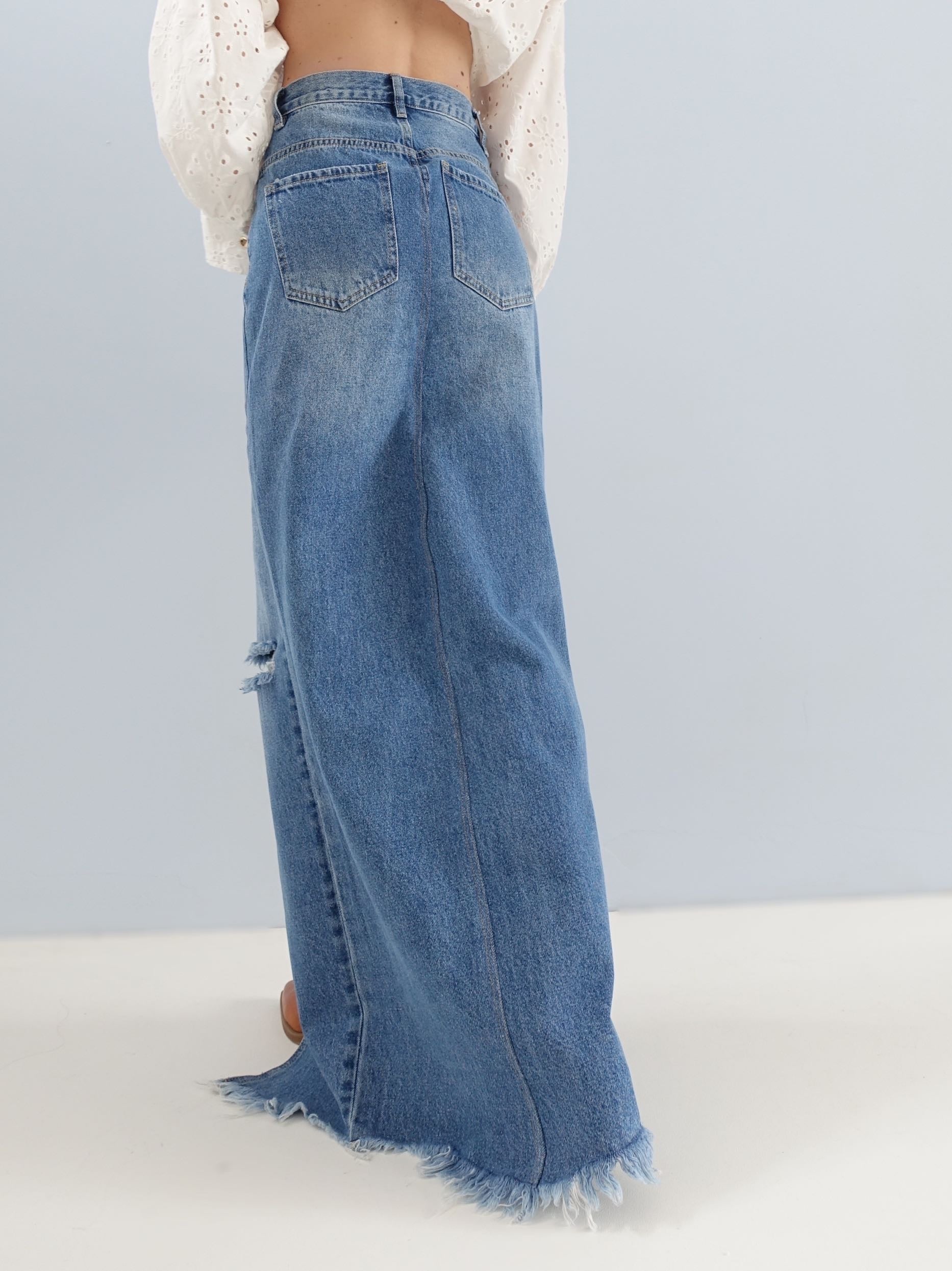 GONNA IN DENIM CON TAGLI IN VITA - 3D/1287