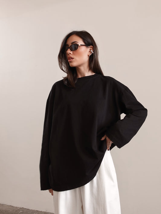 LONG-SLEEVE IN COTONE - NERO 19298