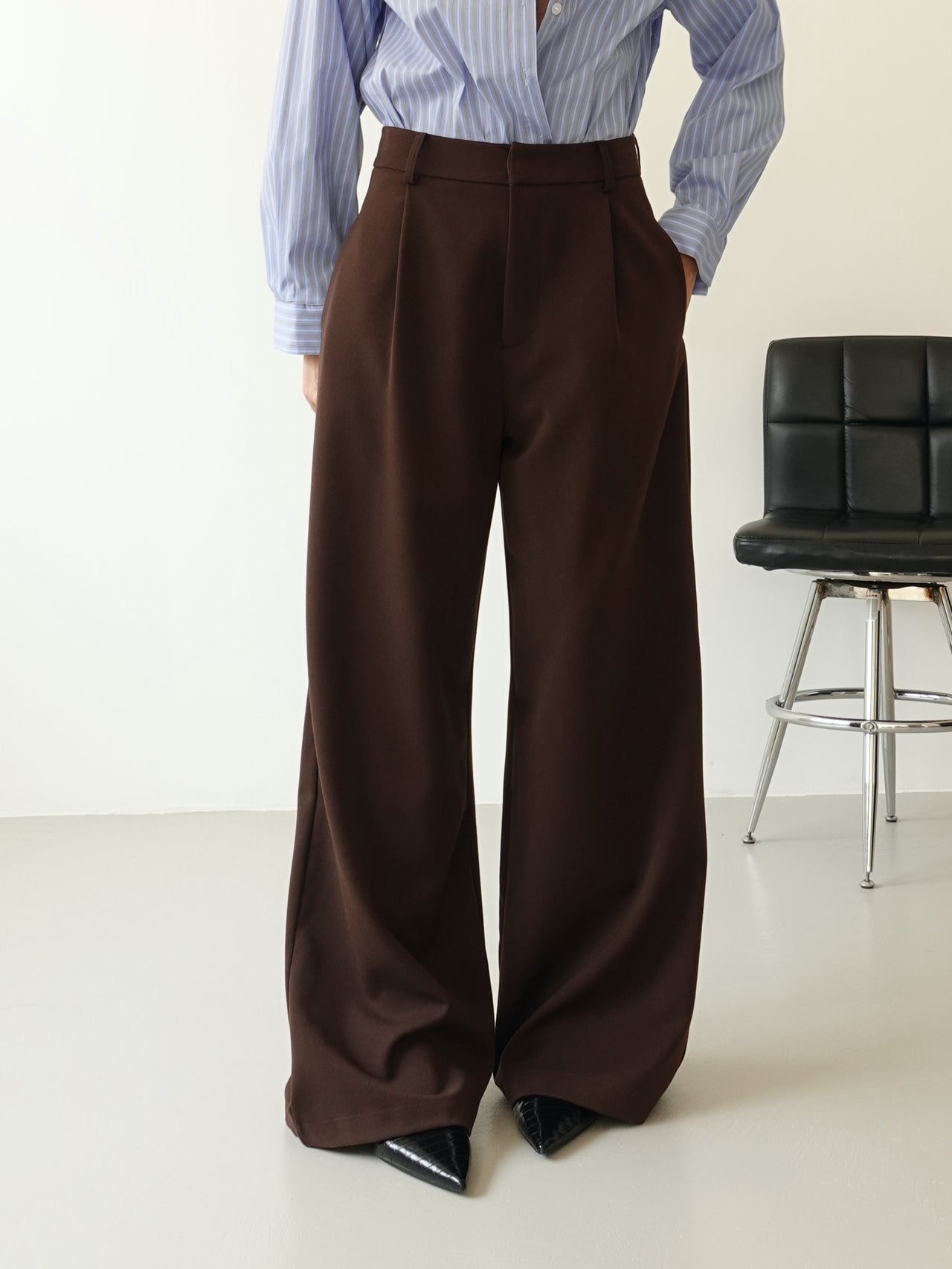 PANTALONI WIDE LEG LUMINA - CIOCCOLATO Y0280