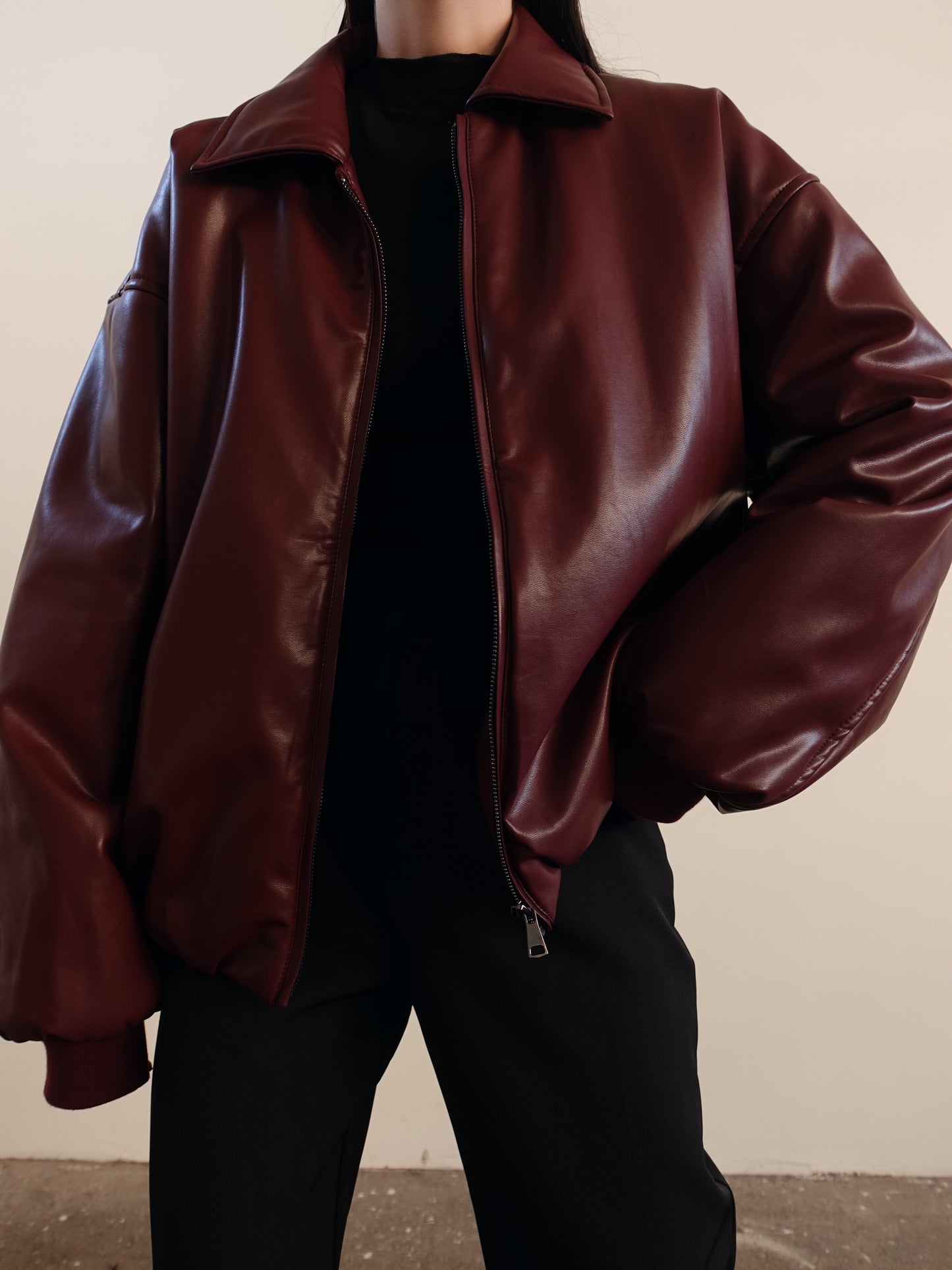 BOMBER AVIATOR IN ECOPELLE - BURGUNDY 8258