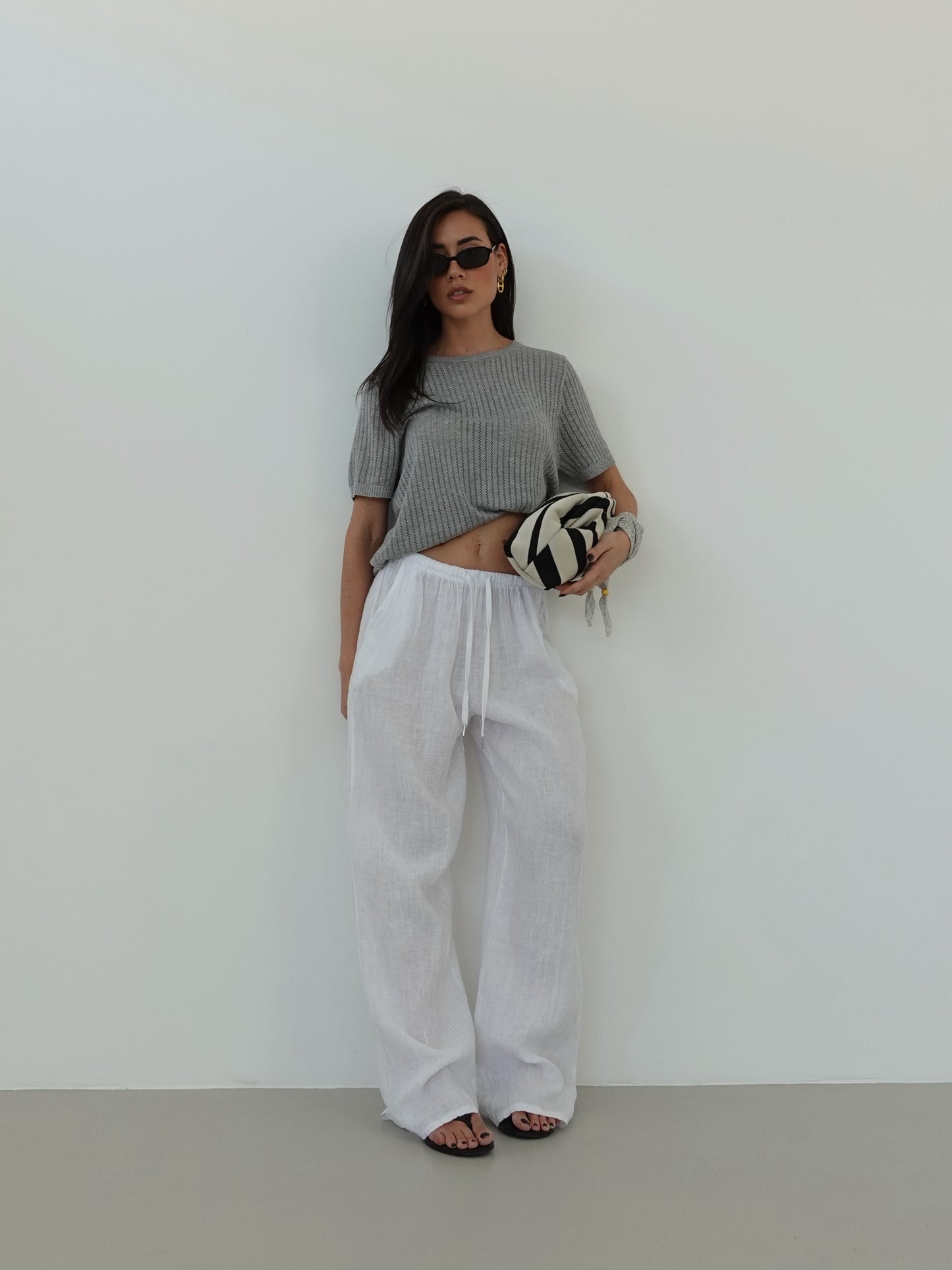 PANTALACCIO 100% LINO - BIANCO 24205