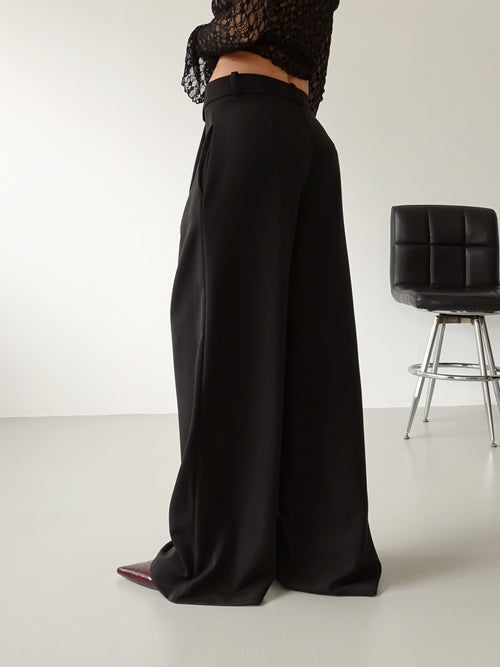 PANTALONI WIDE LEG LUMINA - NERO Y0280