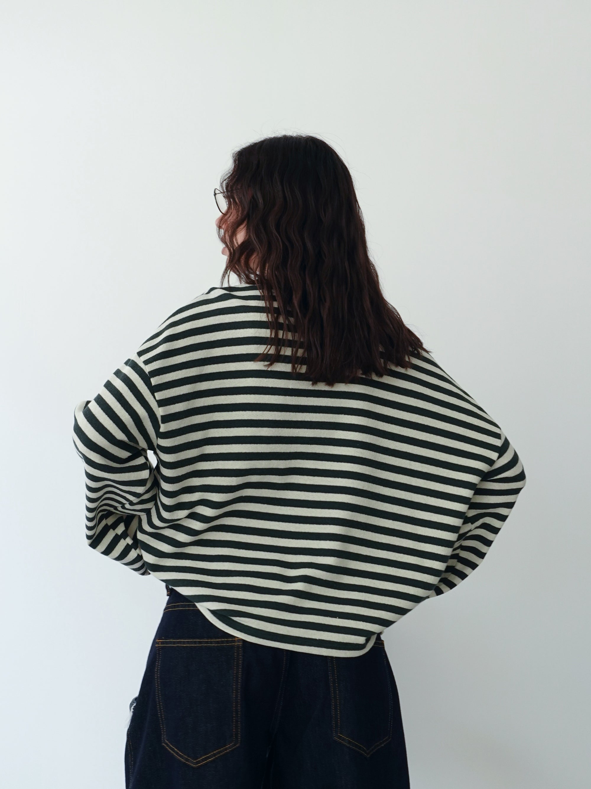 LONG-SLEEVE A RIGHE - BURRO/VERDE F1109