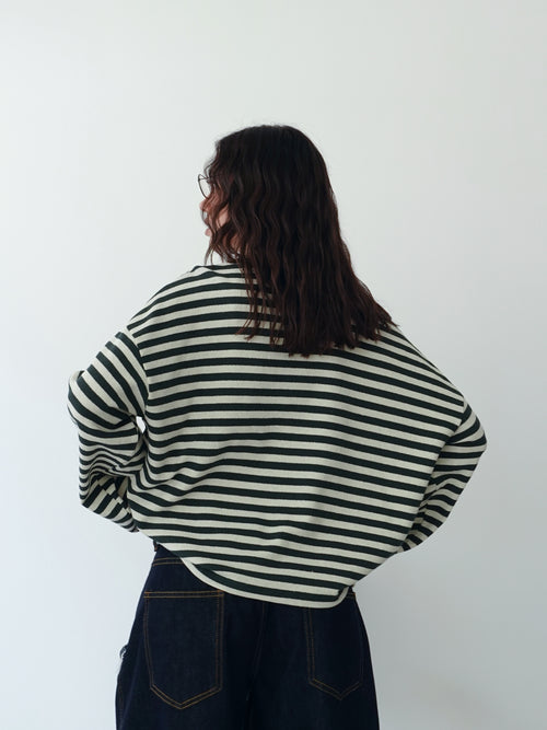 LONG-SLEEVE A RIGHE - BURRO/VERDE F1109