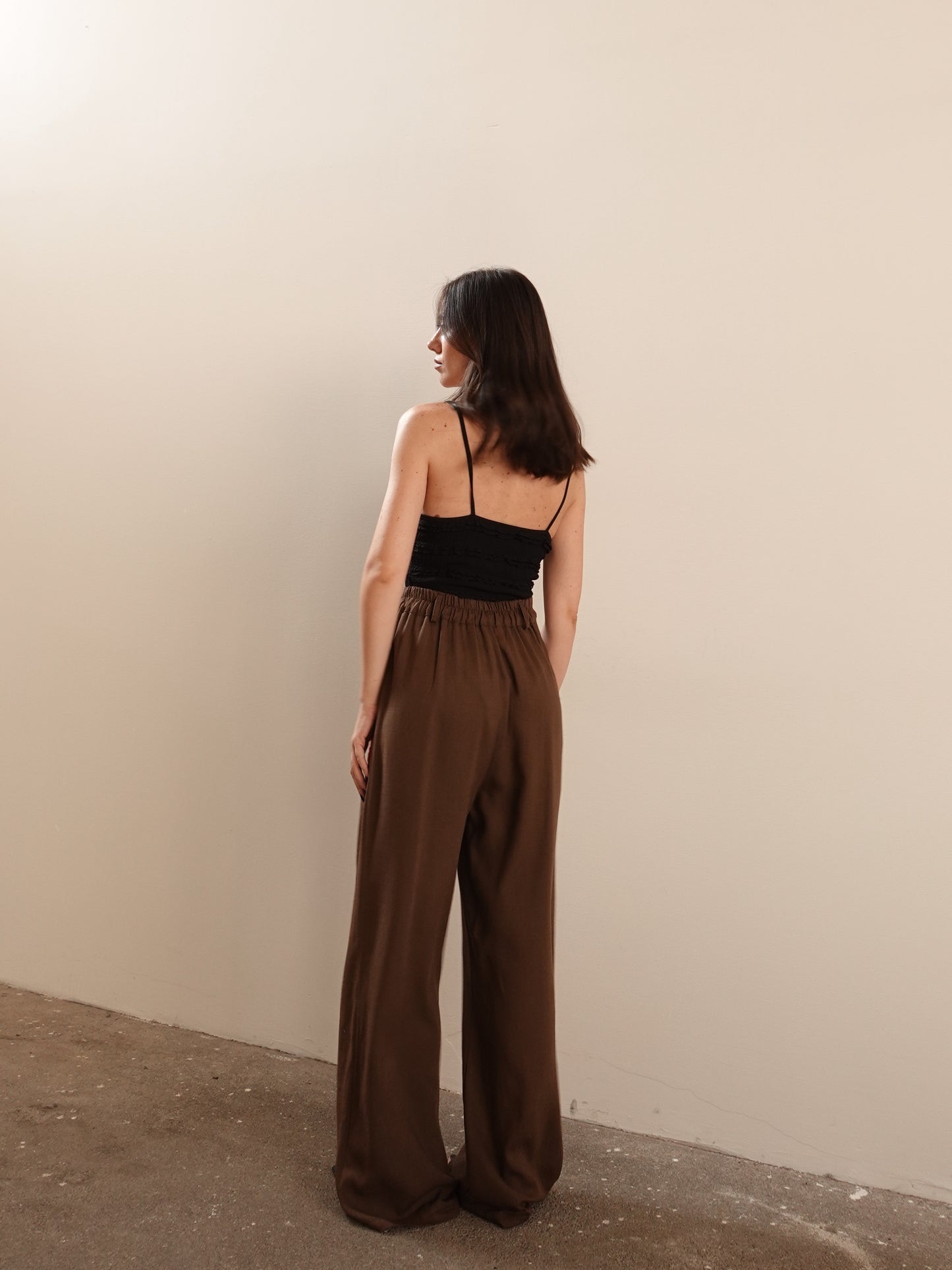 PANTALONI MISTO LINO/VISCOSA - MARRONE 5845