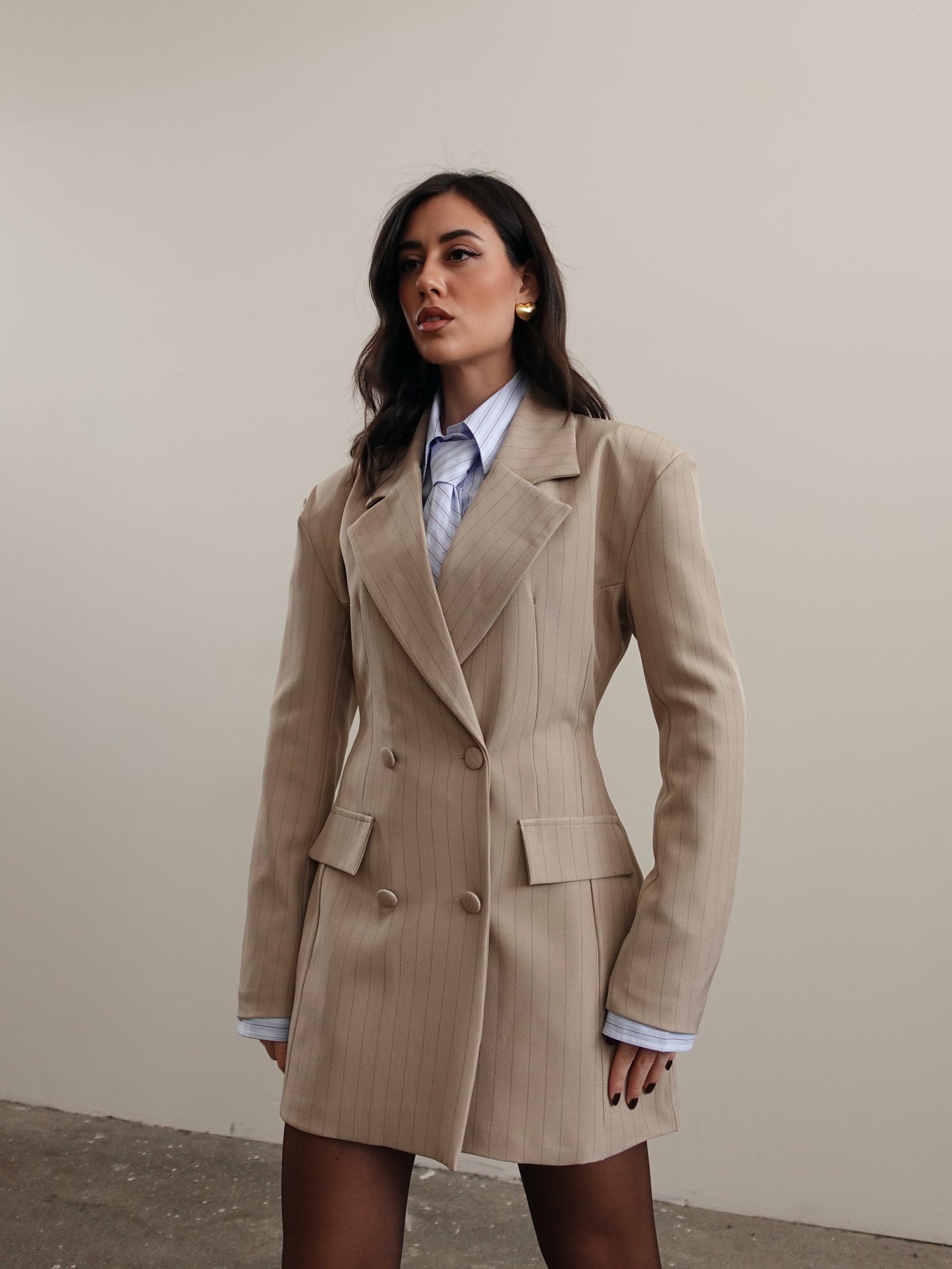 BLAZER DRESS GESSATO - TAUPE 275