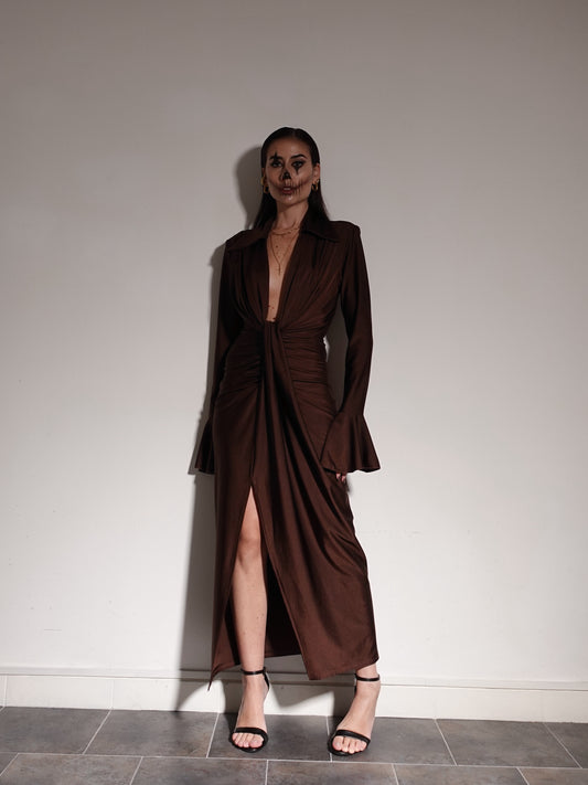 LONG DRESS CRUDELIA - MARRONE 14321