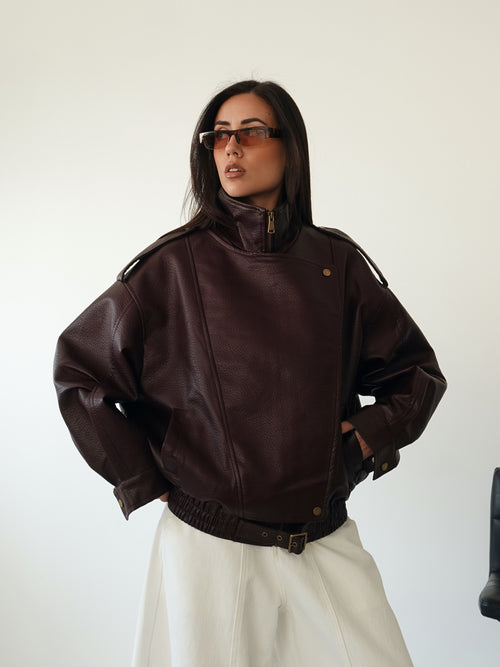 GIACCA OVER TOP GUN IN ECOPELLE - BURGUNDY 30384
