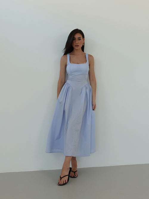 LONG DRESS BON TON IN COTONE - AZZURRO 7000