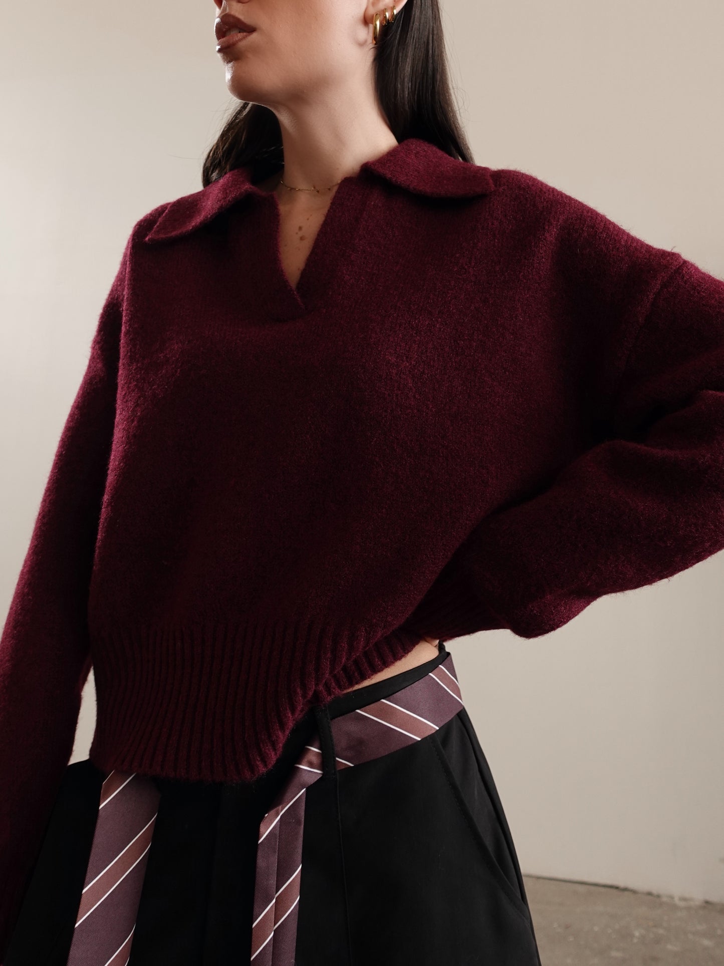 MAGLIONCINO POLO IN LANA - WINE 328