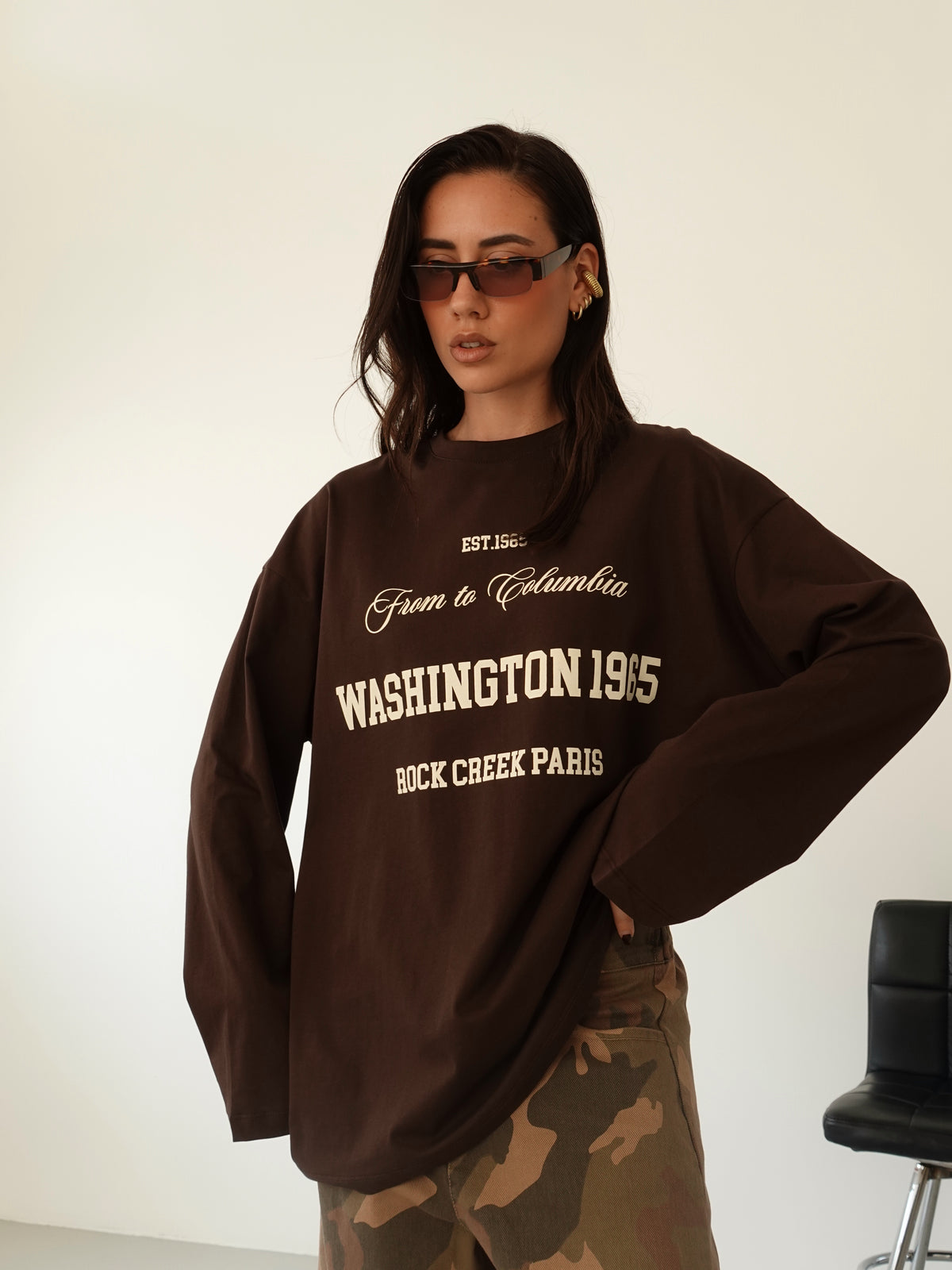LONG-SLEEVE OVER WASHINGTON - CIOCCOLATO