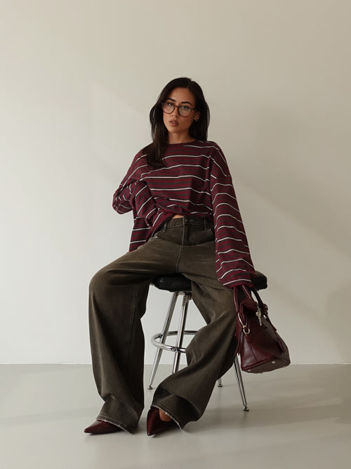 JEANS BALLOON WASHED-OUT CON CINTURA - FANGO 3033