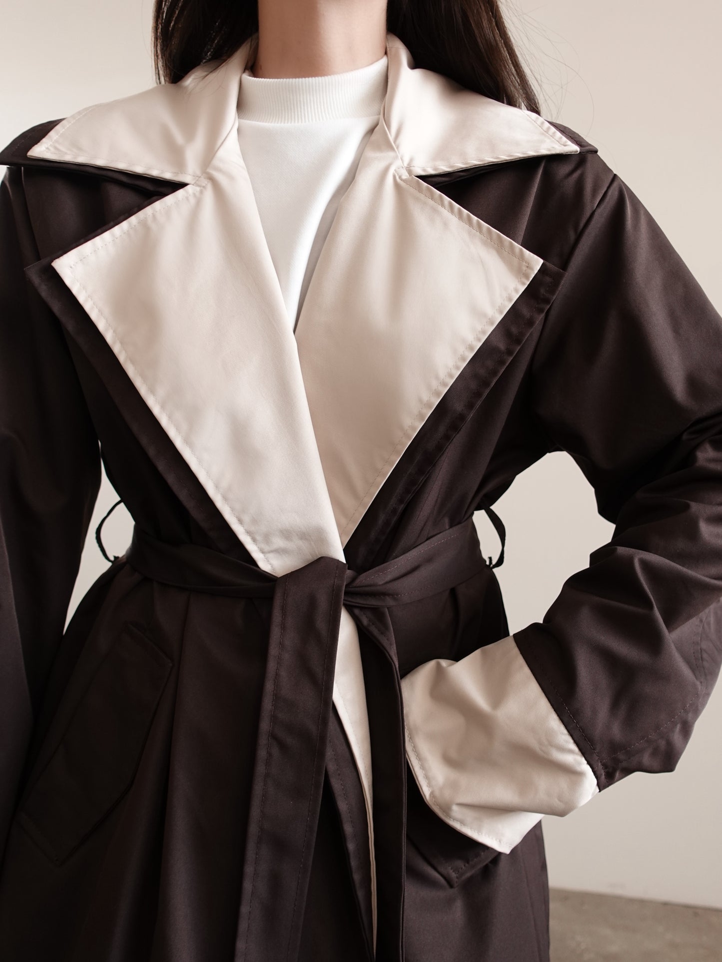 TRENCH LUNGO BICOLOR - CIOCCOLATO/BEIGE 25108