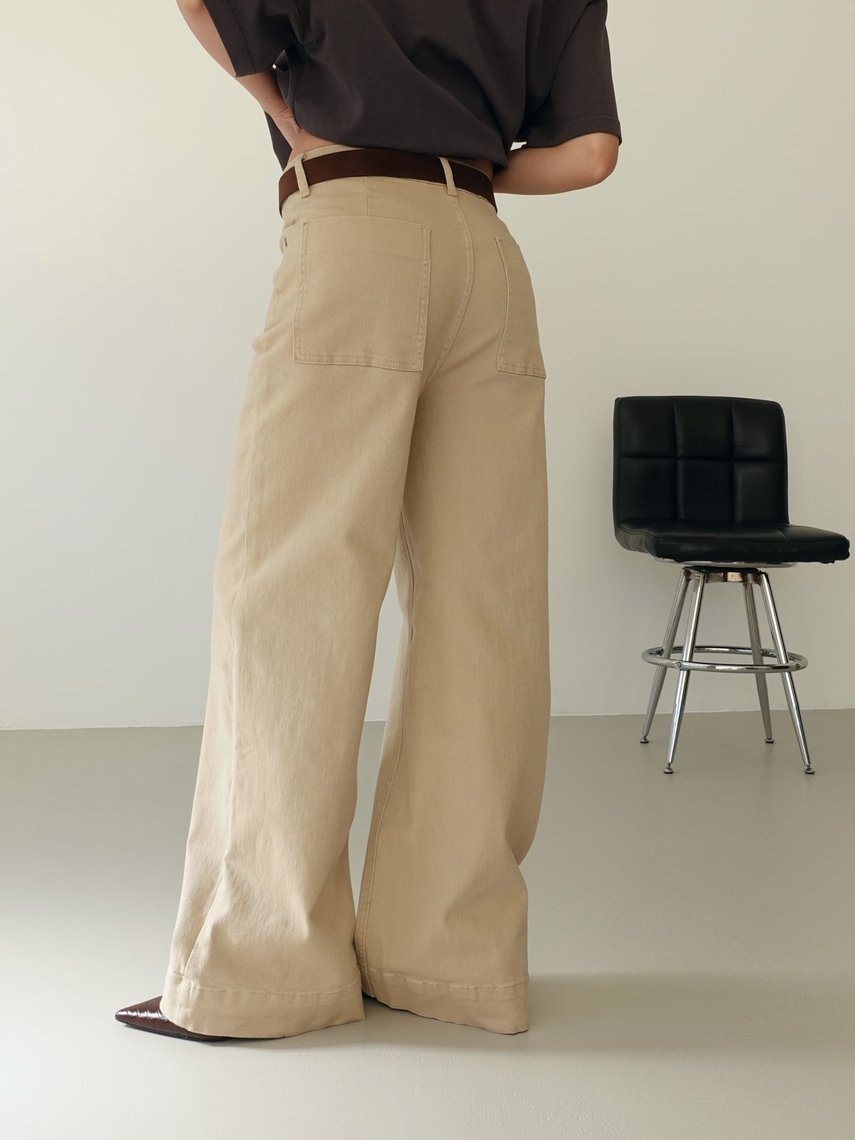 PANTALONI WIDE LEG CON CINTURA - BEIGE 202446