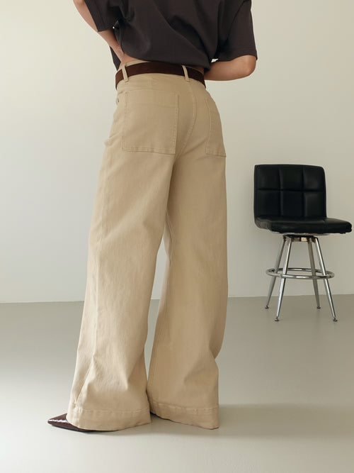 PANTALONI WIDE LEG CON CINTURA - BEIGE 202446