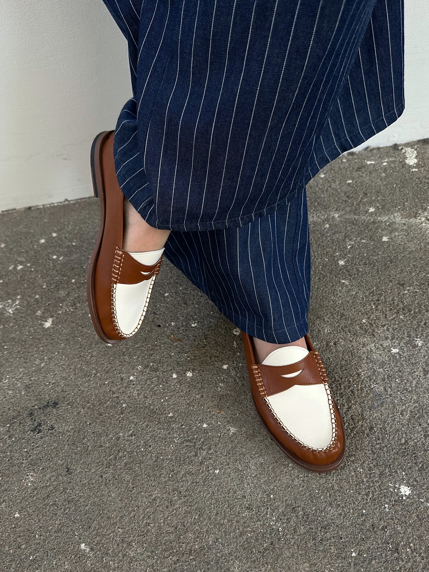 MOCASSINI BICOLOR - CUOIO/PANNA 5155