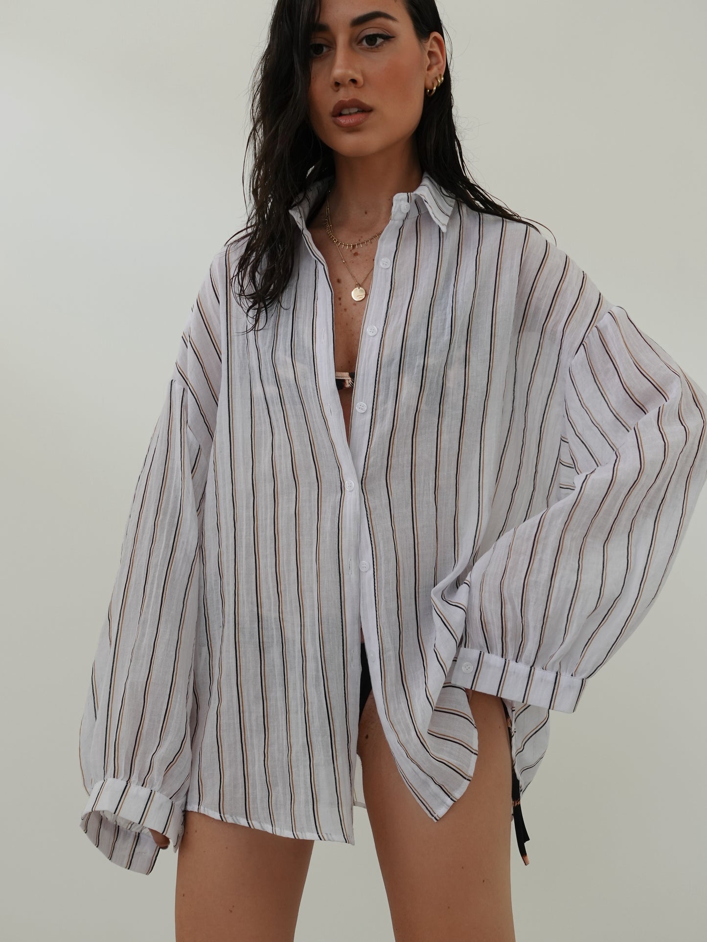 CAMICIA A RIGHE SUNSET - BIANCO 19500