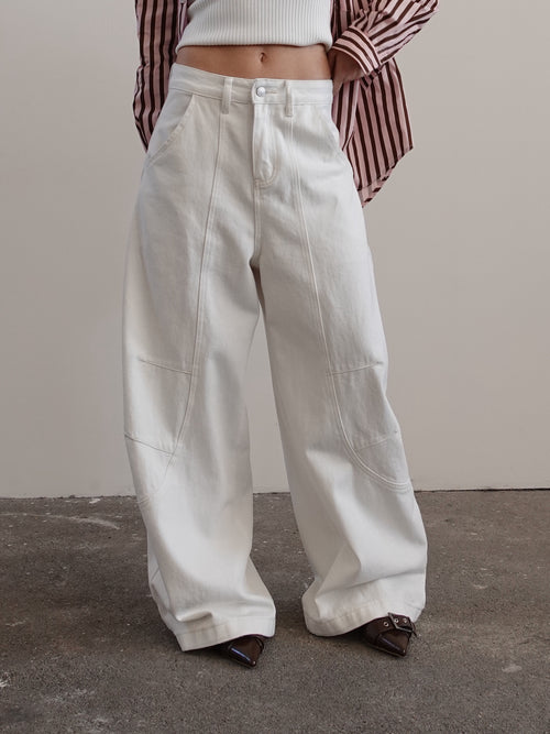 JEANS BAGGY BALLOON WHITE CON CINTURA 58016