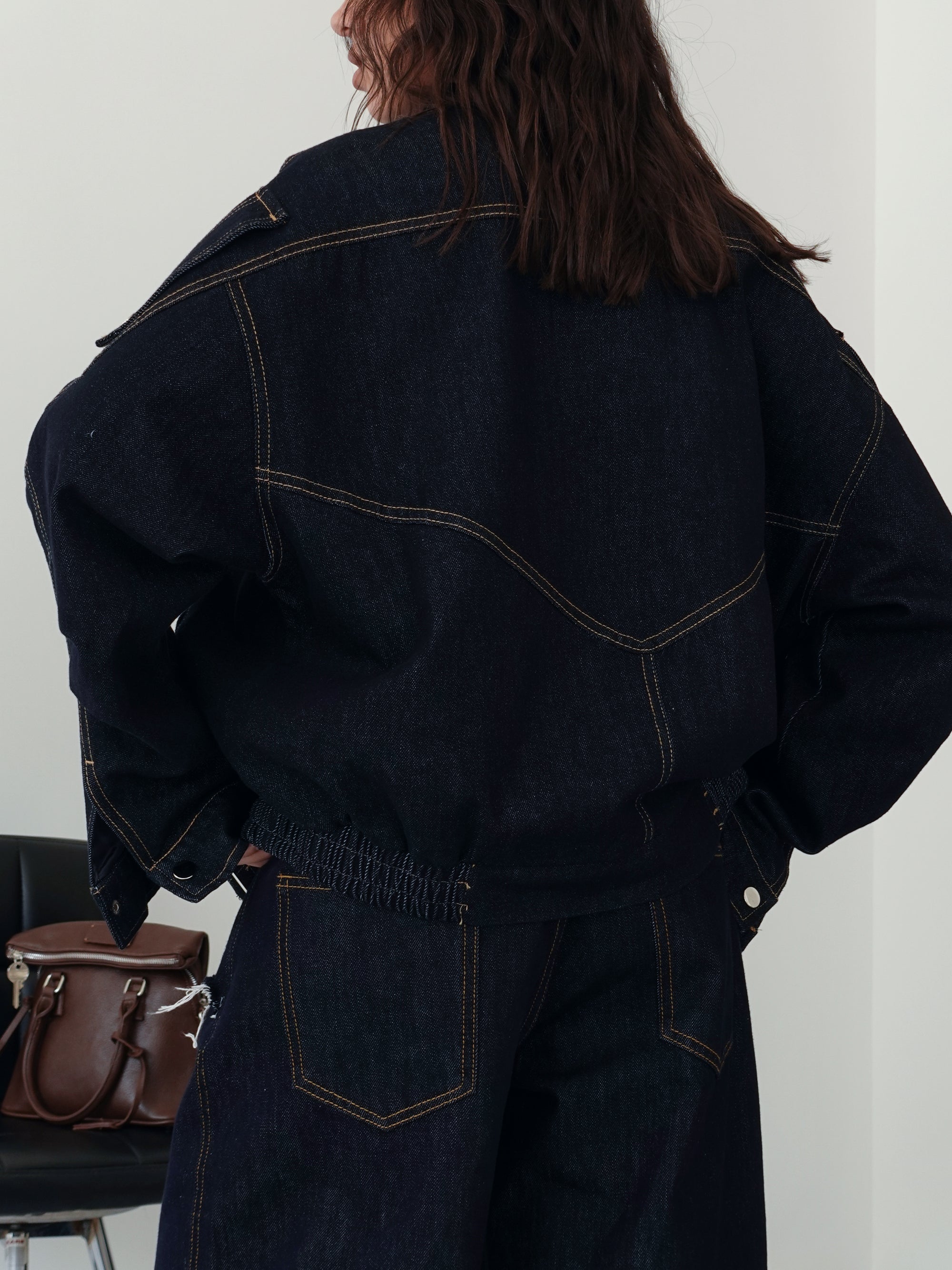GIACCA BIKER IN DENIM - BLU SCURO 2697