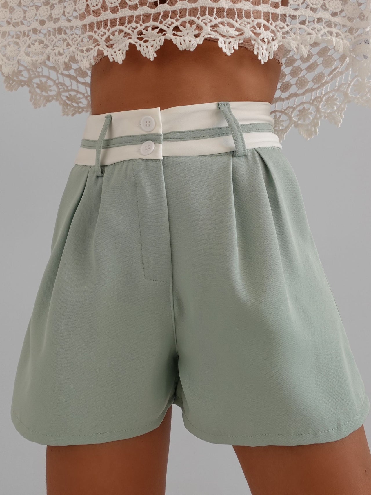 SHORTS CON FASCIA IN VITA - VERDE ACQUA 06087
