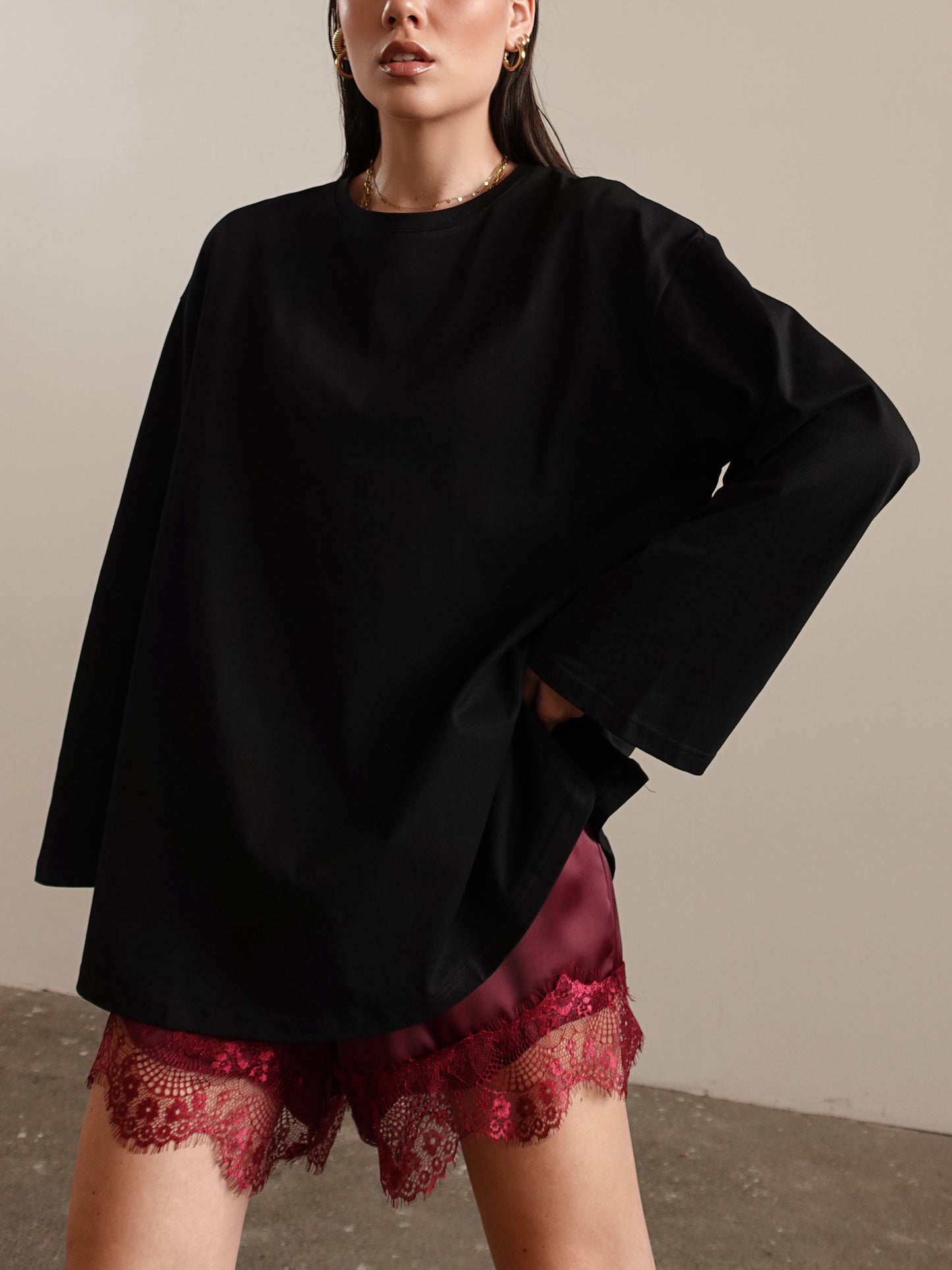 LONG-SLEEVE IN COTONE - NERO 3205